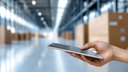Logistics professional analyzes cost-saving strategies using technology in warehouse management