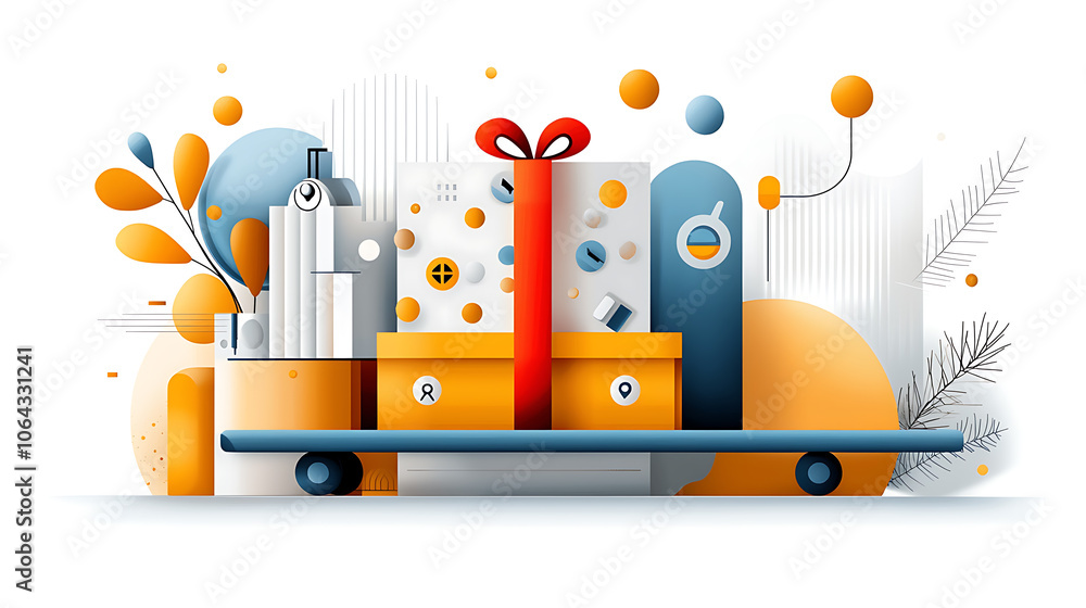 Poster enhance your delivery strategy with cost-saving icons on a conveyor belt for efficient package manag