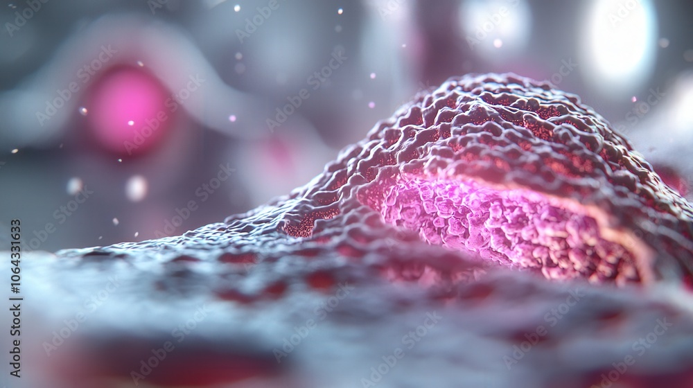 Poster microscopic view of a bacterium with intricate cellular structures