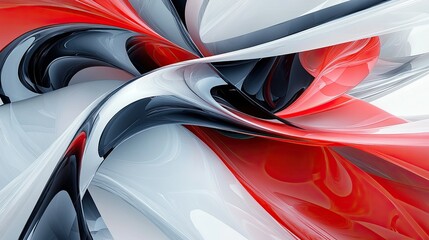 Abstract Swirls of Red, Black, and White Colors