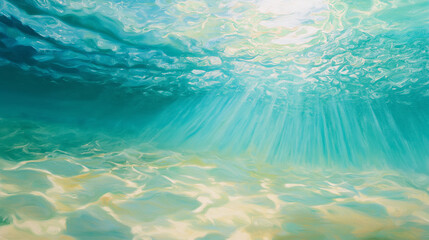 Soft ripples of sunlight filtering through turquoise water, illuminating the ocean floor with gentle, clear textures 