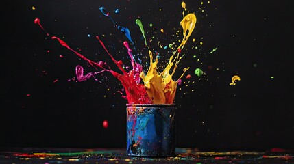 Vibrant Paint Splash in Dark Background