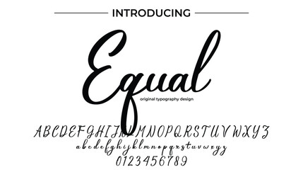 Equal Font Stylish brush painted an uppercase vector letters, alphabet, typeface