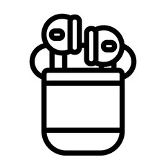 Wireless Earbuds Line Icon