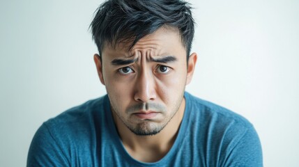 Fototapeta premium Angsty Man with Hand on Face