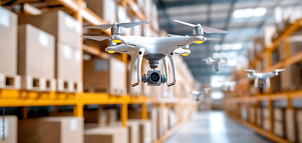 Poster revolutionize inventory management with ai-powered drones sorting in automated warehouses
