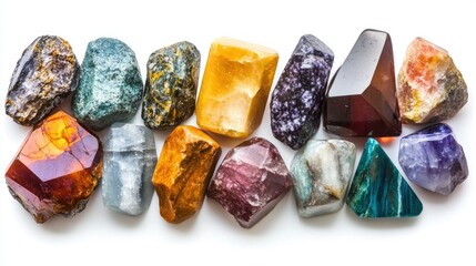 Vibrant Collection of Raw Gemstones and Crystals