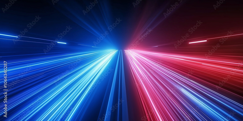 Poster abstract speed motion blue and red light trails background