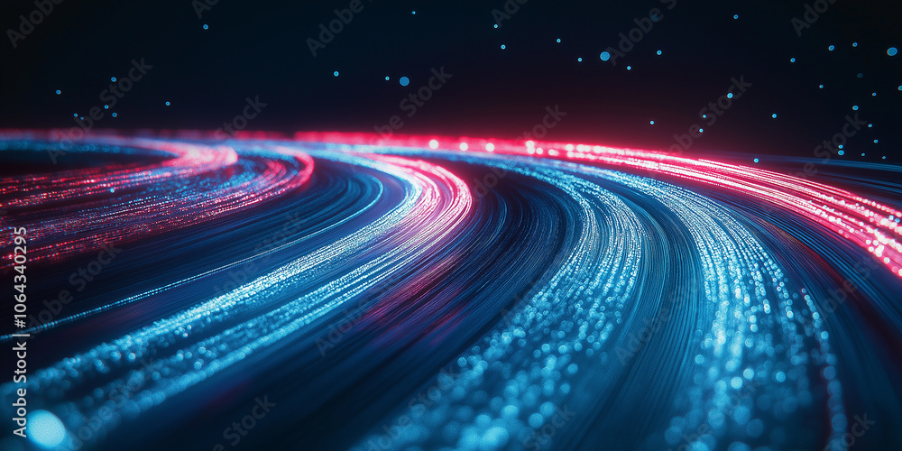 Aufkleber Glowing lines of data flowing in cyberspace creating futuristic stream