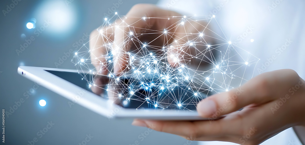 Poster enhance your logistics operations by utilizing a tablet to access dynamic network maps for efficient