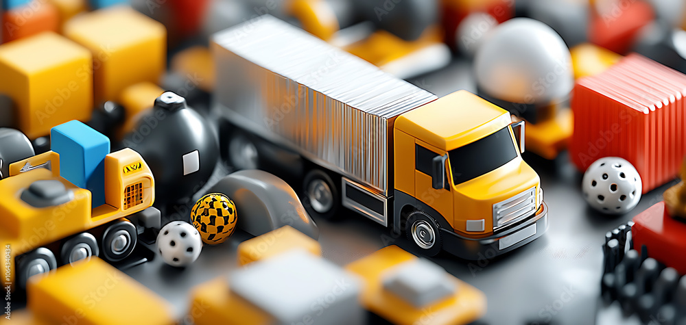 Aufkleber exploring the dynamics of an industrial complex with logistics vehicles to optimize costs and effici