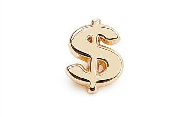 Fototapeta premium A shiny golden dollar sign symbol isolated on a white background, representing wealth, finance, and prosperity in a modern economy.