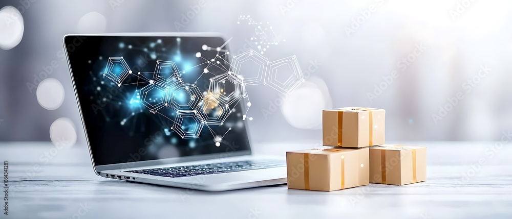 Poster enhance your business efficiency with real-time supply chain tracking displayed on a laptop screen