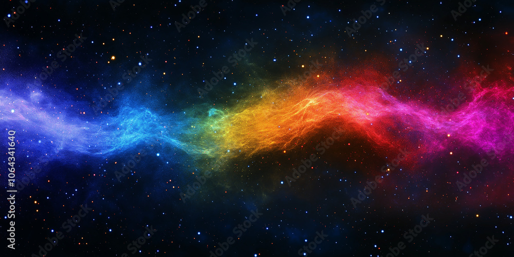 Poster colorful nebula cloud floating in the deep space with million stars