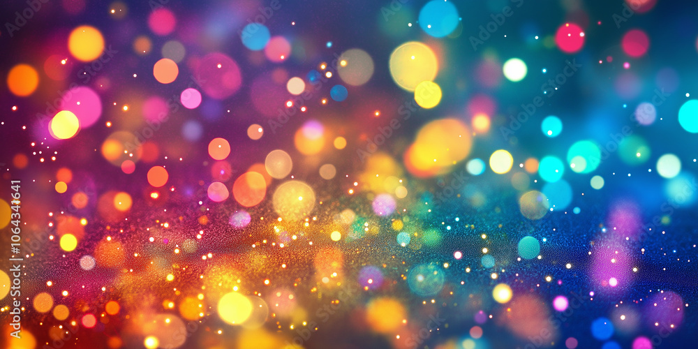 Poster colorful bokeh lights creating festive abstract background for celebration