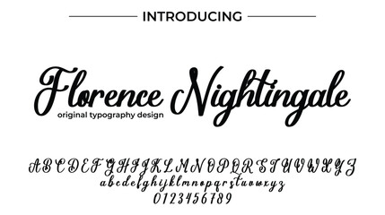 Florence Nightingale Font Stylish brush painted an uppercase vector letters, alphabet, typeface