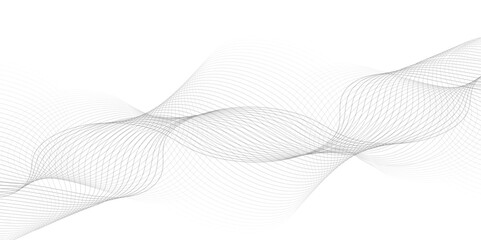 White wave curve lines banner background design. Abstract soft wave lines dynamic flowing gray light isolated background. Vector Illustration of the gray pattern of lines. Black stripes on white .	
