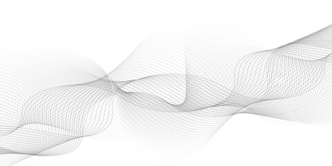 Fototapeta premium White wave curve lines banner background design. Abstract soft wave lines dynamic flowing gray light isolated background. Vector Illustration of the gray pattern of lines. Black stripes on white . 
