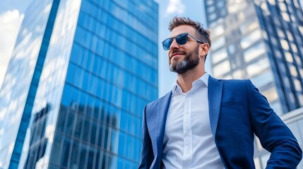 Fototapeta premium Businessman Cityscape Sunglasses
