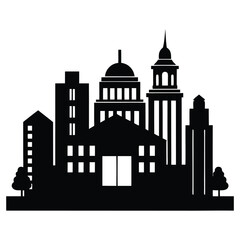 Fototapeta premium silhouette building city on white background