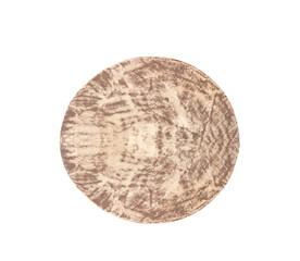 Brown leather drum brown texture in circle patterns isolated on white background , clipping path