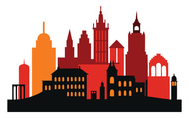 Obraz premium silhouette building city on white background
