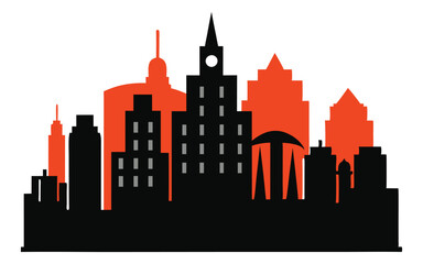 Obraz premium silhouette building city on white background