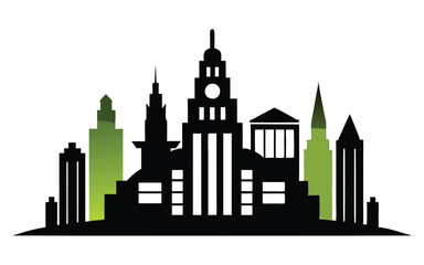 Fototapeta premium silhouette building city on white background