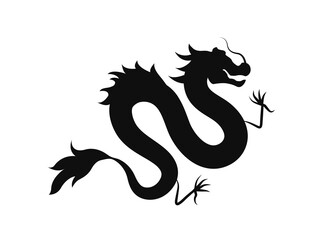 Illustration of silhouette Black Chinese Dragon