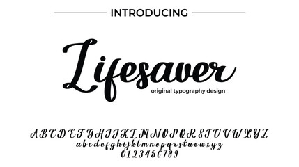 Lifesaver Font Stylish brush painted an uppercase vector letters, alphabet, typeface