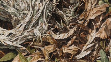 Textured abstract strokes, earthy tones with deep browns and greens, organic and natural feel"
