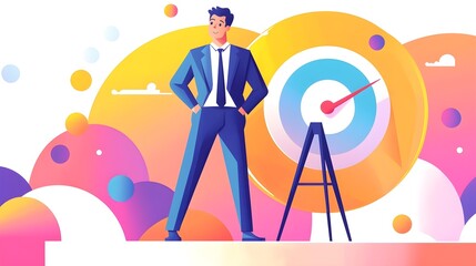 Naklejka premium Businessman Success Target