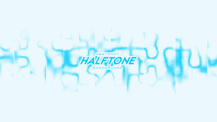 Abstract vector curled blue halftone sound wave. Scrathed dotted texture element.