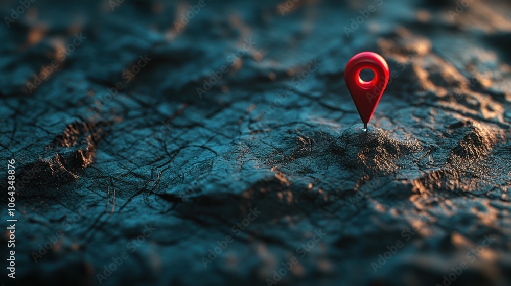 Aufkleber a 3d map pin on a textured surface, symbolizing location and navigation.