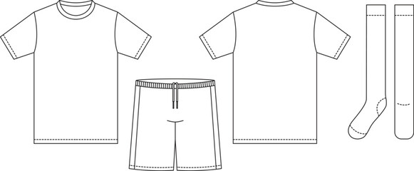 Tshirt jersey mockup outline isolated sport background clothing template tee kit
