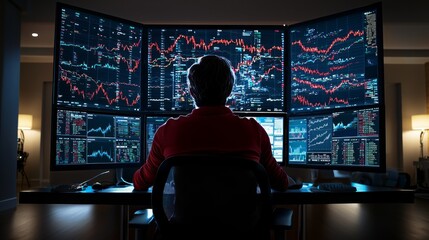 Person Analyzing Stock Market Data on Computer