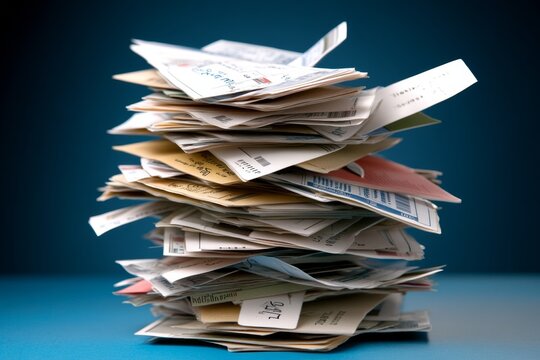 A stack of payment receipts organized by year, representing the structure of amortization payments over time