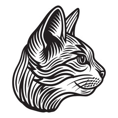 cat Head silhouette vector art illustration
