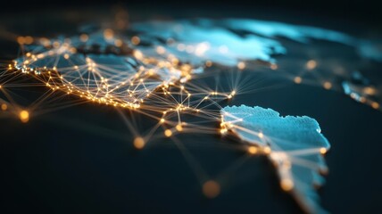 Abstract web of light over continents, symbolizing interconnected economic policies