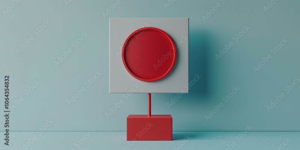 Poster a simple geometric design with a red circle inside a white . ai.