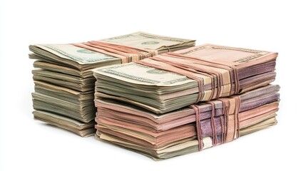 Stacks of Money in Various Currency Notes