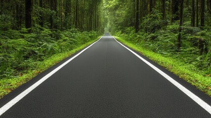 Fototapeta premium Winding Road Through Lush Green Forest Nature Landscape Photography