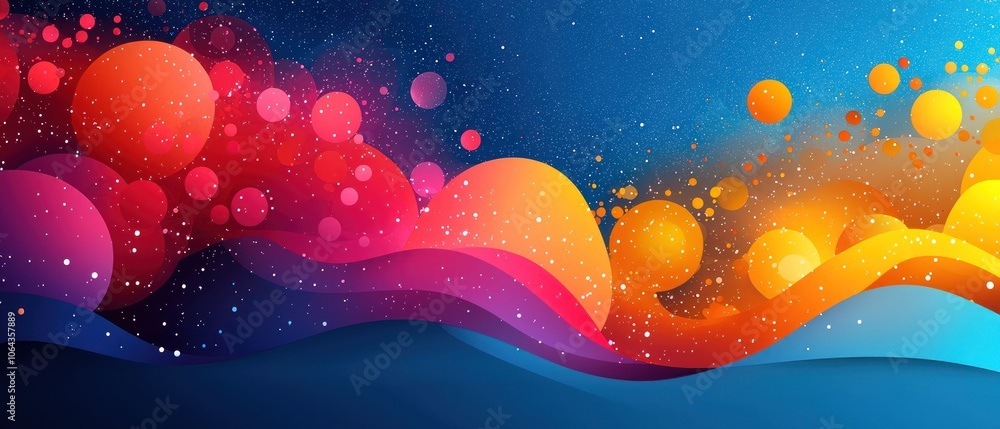 Aufkleber Abstract Colorful Background with Overlapping Circles and Waves