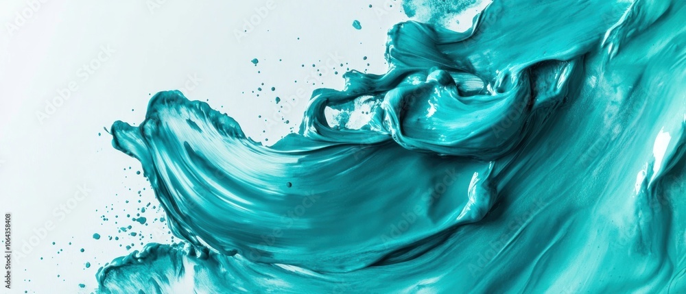 Poster abstract turquoise paint splash creating a dynamic and vibrant visual effect.