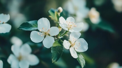 Close-up of delicate white flower blooming in natural habitat, showcasing fine petal details against a soft green background, perfect for nature photography and botanical themes
