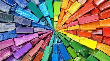 Fototapeta premium Abstract Rainbow Color Palette Wood Art Texture Background