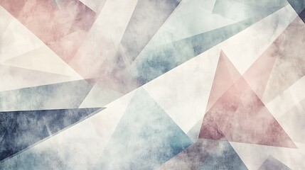 Abstract geometric background with overlapping triangles in muted pastel colors and a soft, textured effect.