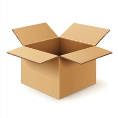 Open Cardboard Box on White Background Perfect for Shipping, Moving, and Storage Concepts in E-commerce and Logistics