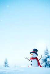 blank winter background for copy space with snowman