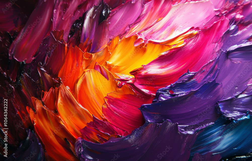 Poster a mesmerizing swirl of vivid colors blends seamlessly, creating an abstract display that evokes warm